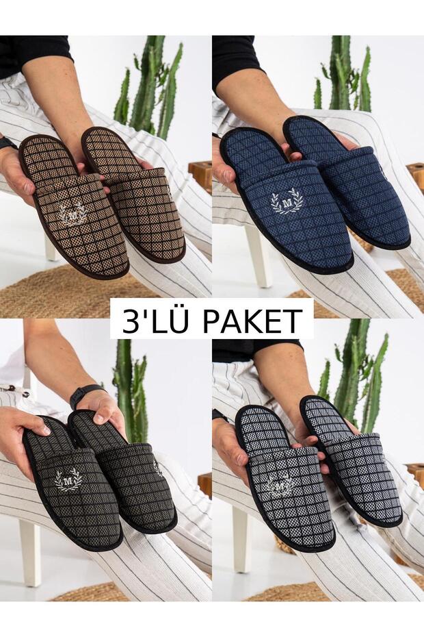 3-Piece Men's House Slippers Guest Groom Bundle Balcony Dowry Slippers
