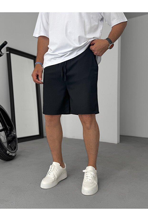 Siyah Kumaş Basic Şort DF-2098 - 1