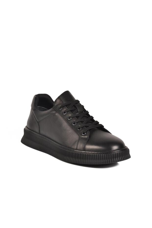2516 m (Large Size) Black Genuine Leather Men's Casual Shoes