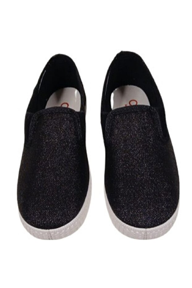 -Cienta Black Shimmer Elastico Kids Comfort Shoes