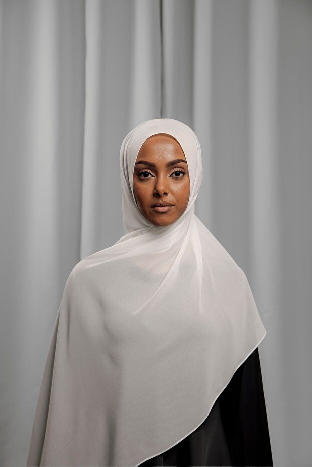 White Chiffon Shawl – Lightweight Elegant Women’s Scarf for Daily & Special Occasions