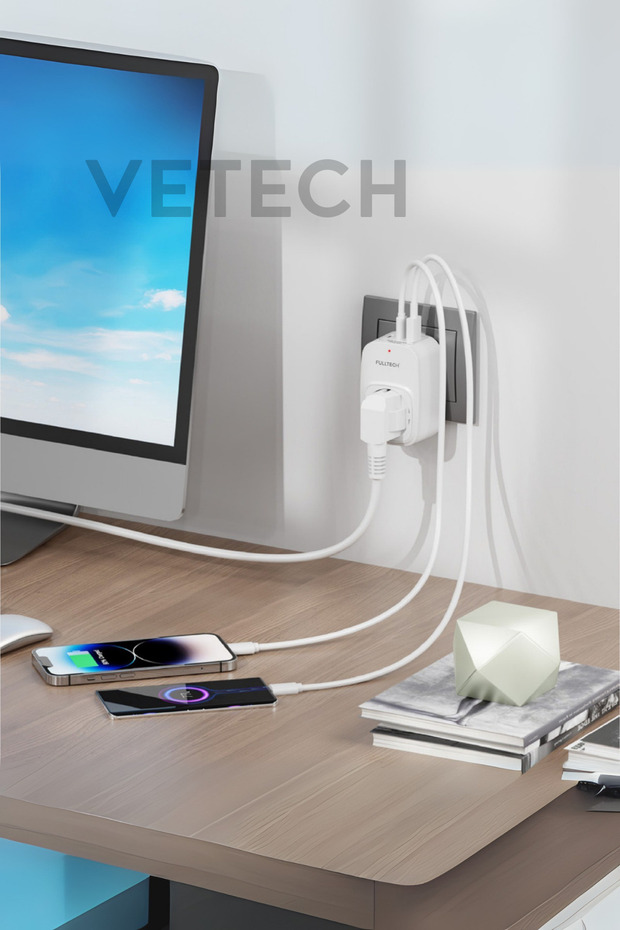 Akım Korumalı Priz 1x Priz, 2x Type-C, 1x USB Port Çıkışlı Tekli Priz - 3