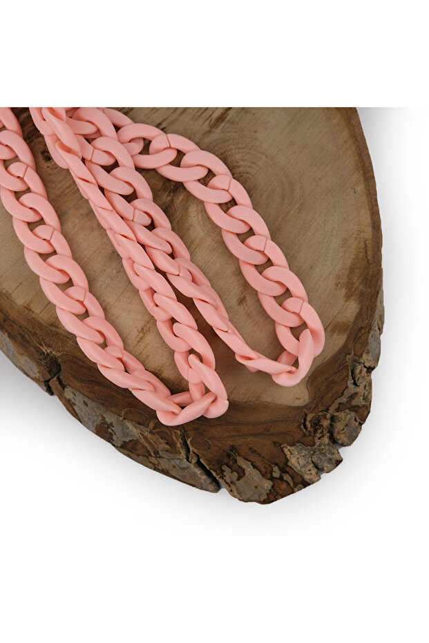 Matte Pink Plastic Chain Snap Bag and Accessory Chain Large Size