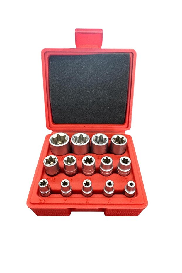 مجموعة مقابس توركس من النوع E مقاس 1/2 بوصة - 3/8 بوصة - 1/4 بوصة، 14 قطعة - 1