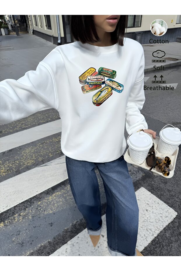 Premium Oversize Cut Long Sleeve Printed Sweatshirt - 1