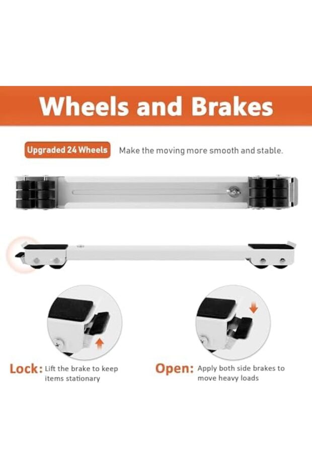 New Heavy Duty Base Appliance Rollers Pair Upgrade Move Tools Adjustable Expandable for Washer and D - 4