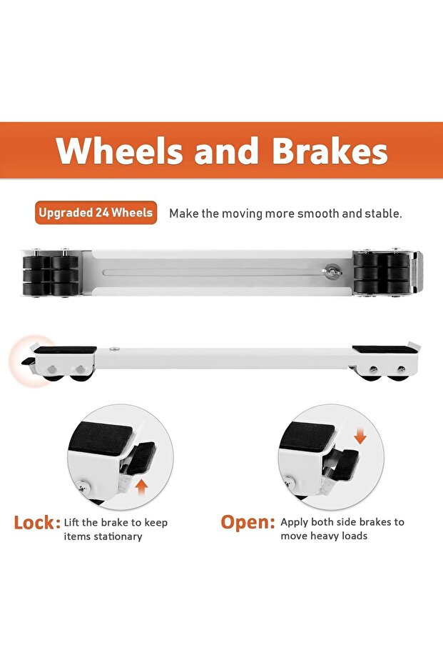 New Heavy Duty Base Appliance Rollers Pair Upgrade Move Tools Adjustable Expandable for Washer and D - 3