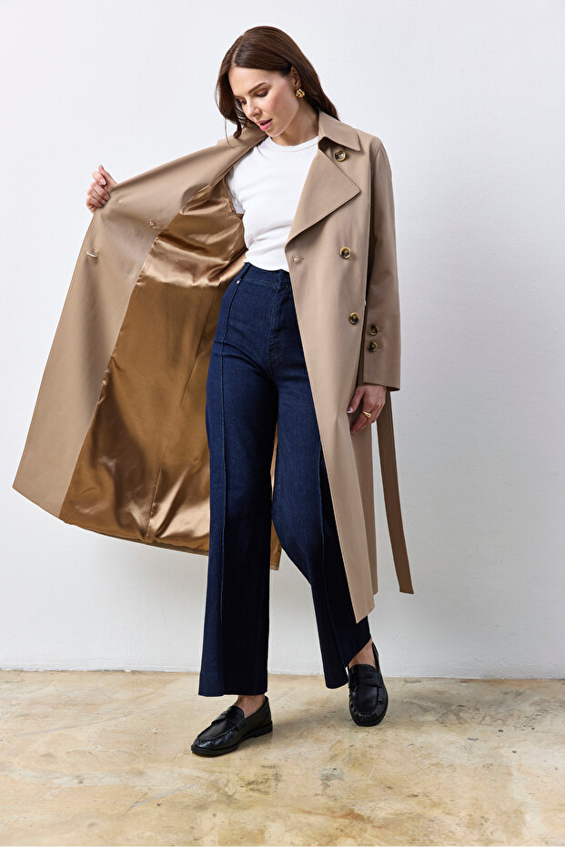 Uzun Camel Trençkot - 5