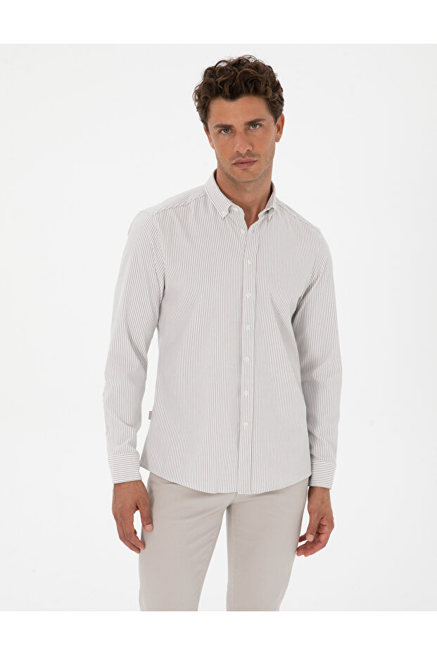 Mink Slim Fit Striped Slim Fit Shirt 50311396-Vr052
