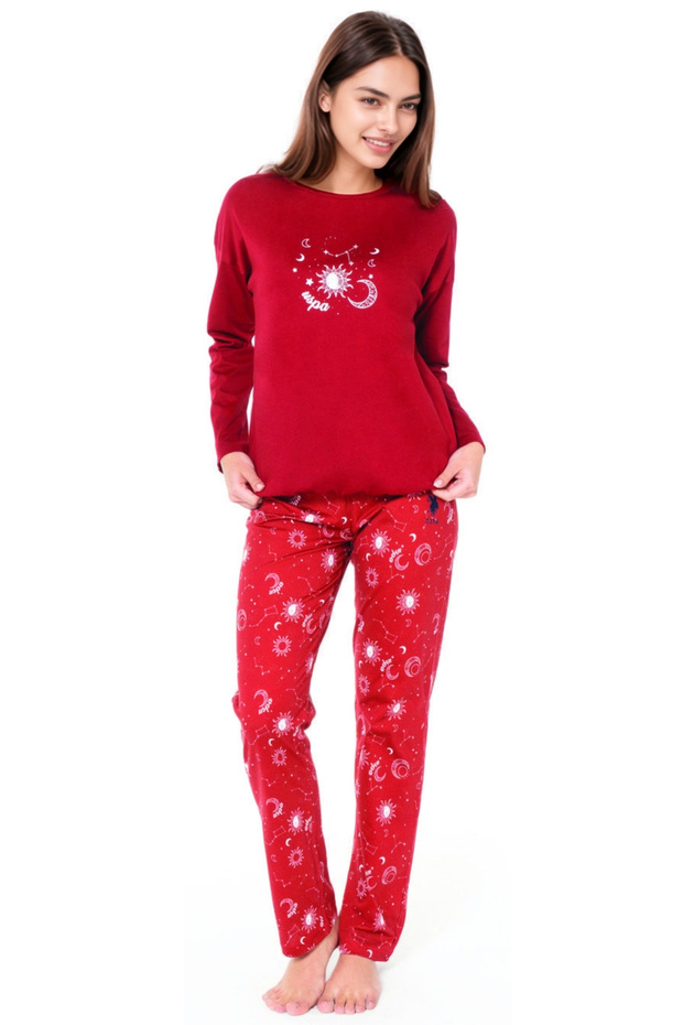 Women's 100% Cotton Long Sleeve Burgundy Pajama Set