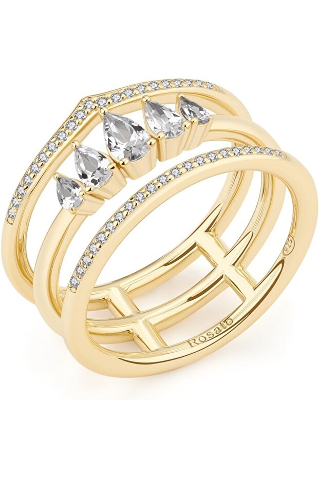 Sofia Gold Sculptural Ring with Zirconia in 925 Silver