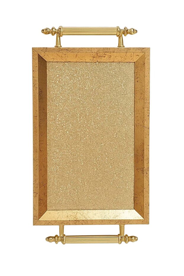 Gold Glitter Engagement & Promise Presentation Tray with Gold Handle - 34X18 cm Sparkling Decorative Tray