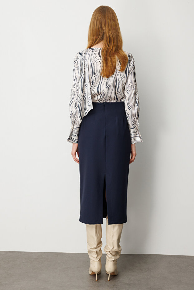 Yırtmaçlı Parçalı Etek - 5