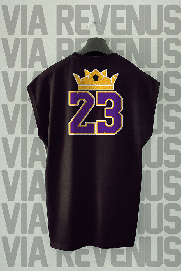 23 Basketball Back Printed Zero Sleeve Crew Neck Sports Tshirt