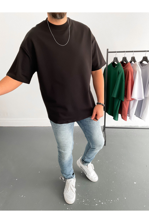 Siyah İki İplik Basic T-Shirt BY-1208/363 - 3