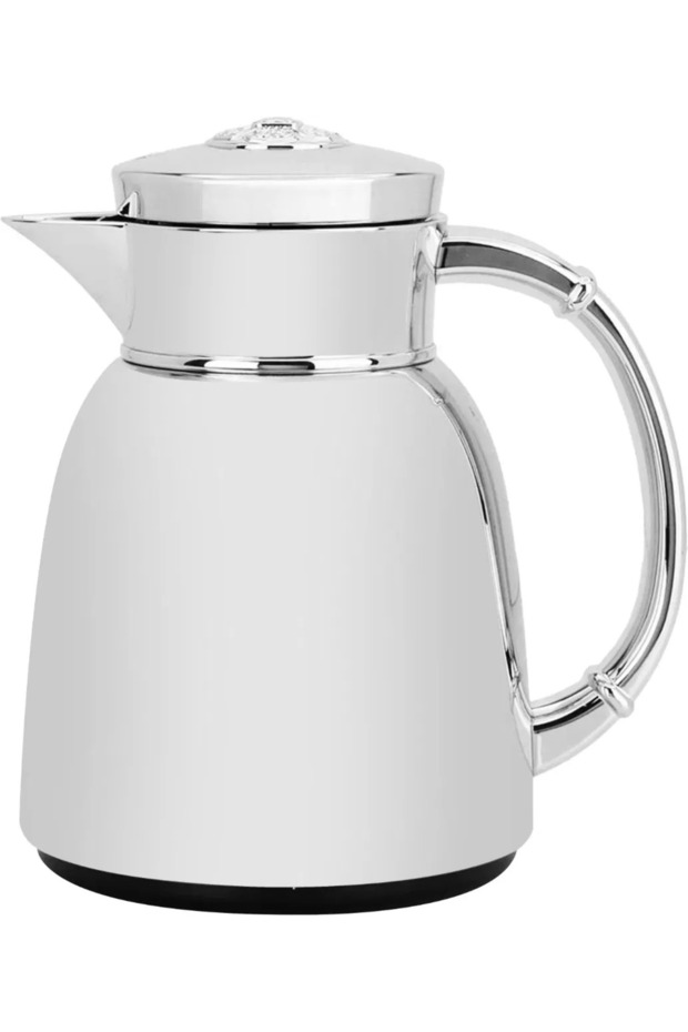 ترمس، 350 مل، وعاء داخلي زجاجي، غلاف خارجي بلاستيكي - فضي - 1