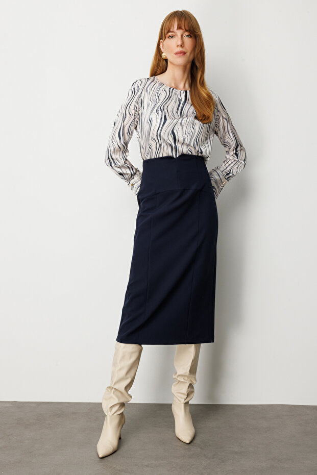 Yırtmaçlı Parçalı Etek - 1