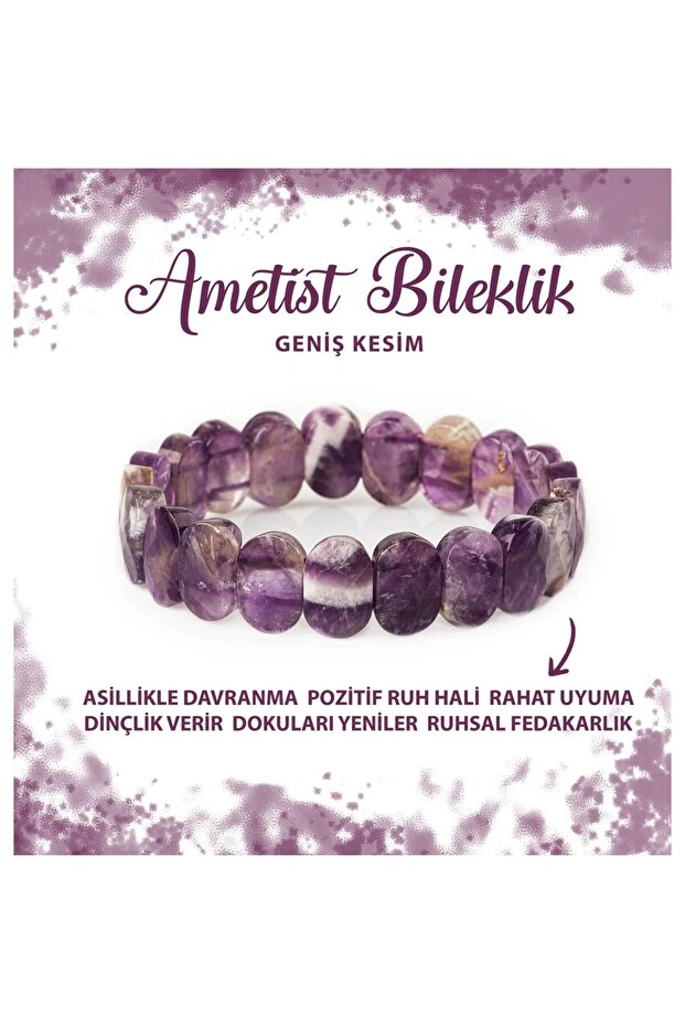 Certified Amethyst Natural Stone Wide Cut Bracelet
