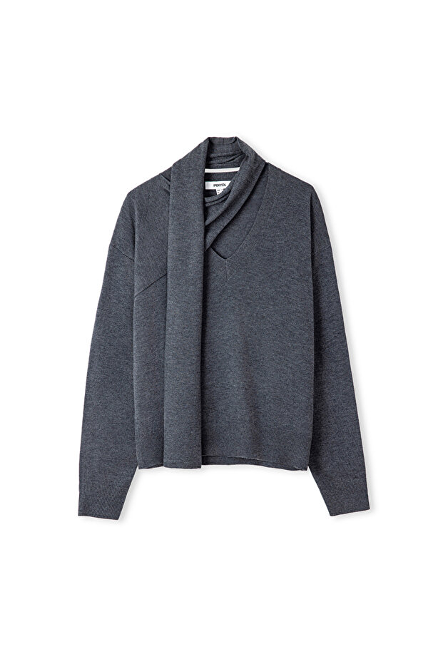 Atkılı V yaka triko - 3