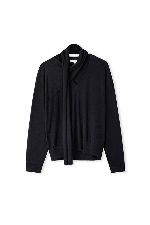 Atkılı V yaka triko - 3