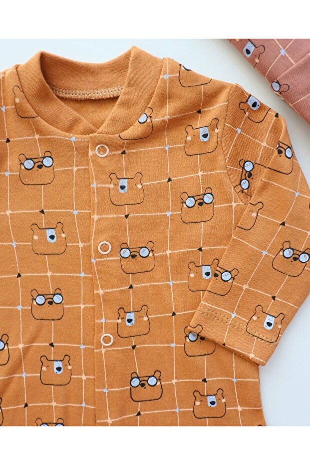 Bayramlık Basic Design Patterned Newborn Baby Boy Jumpsuit - 6