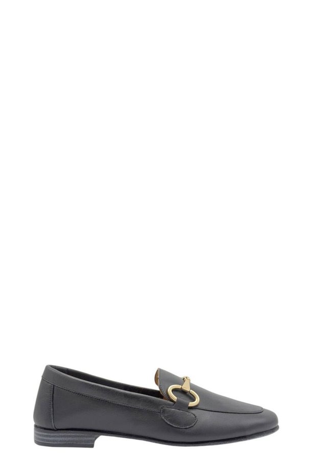 Women's Loafer with Black Leather Buckle Accessories