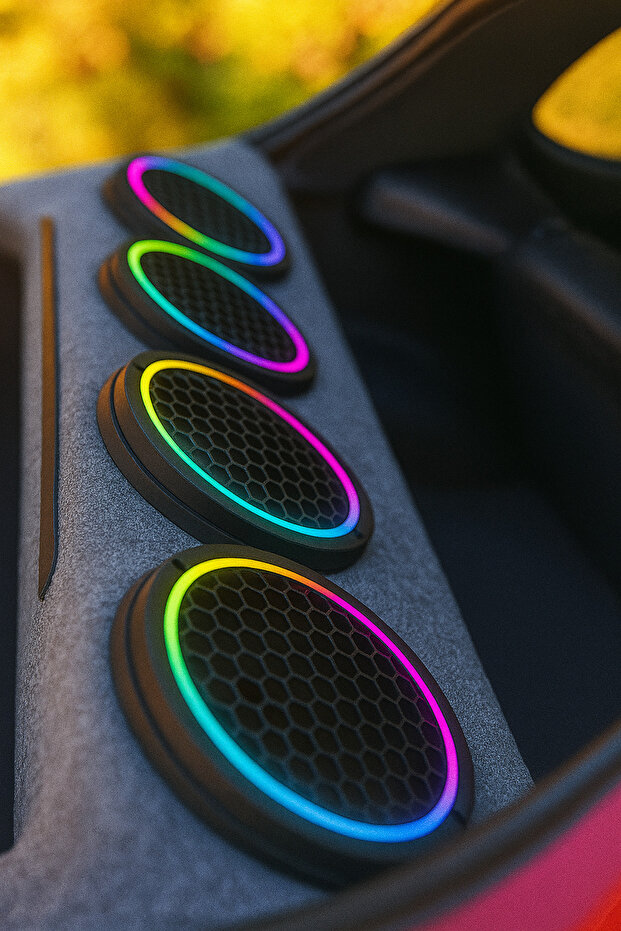 Pixel Ledli 20cm Sese Duyarlı 358 Modlu Midrange Kapağı 1 Takım 2 Adet - 4