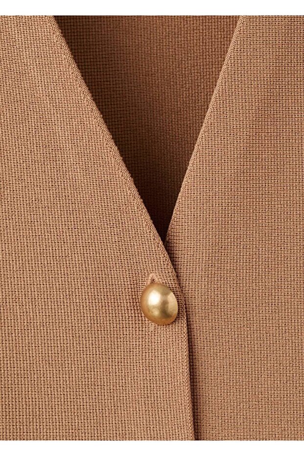 Düğmeli dar kesim triko ceket - 8