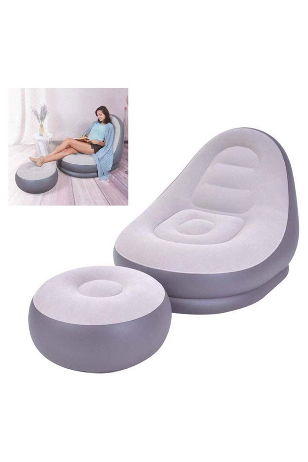 DubaiGallery Ultra Lounge Living Room Air Furniture Inflatable Sofa Set With Ottoman Footrest Infla