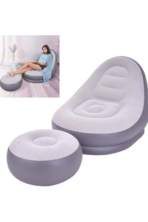 DubaiGallery Ultra Lounge Living Room Air Furniture Inflatable Sofa Set With Ottoman Footrest Infla