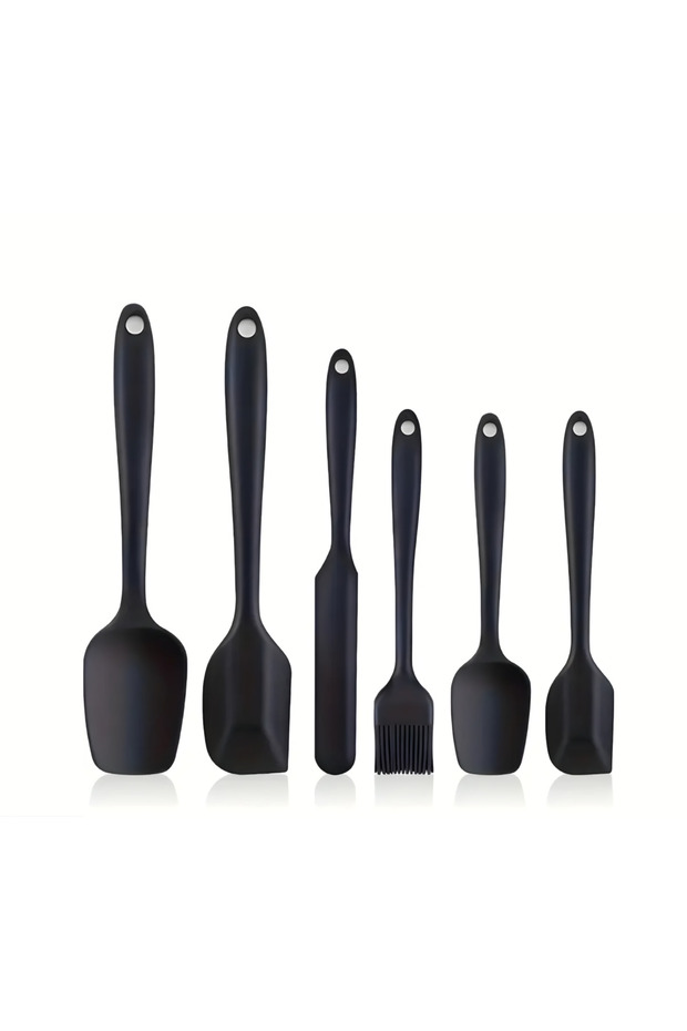 6-Piece Silicone Kitchen Set, Heat Resistant, Non-Stick, Flexible, Black Color