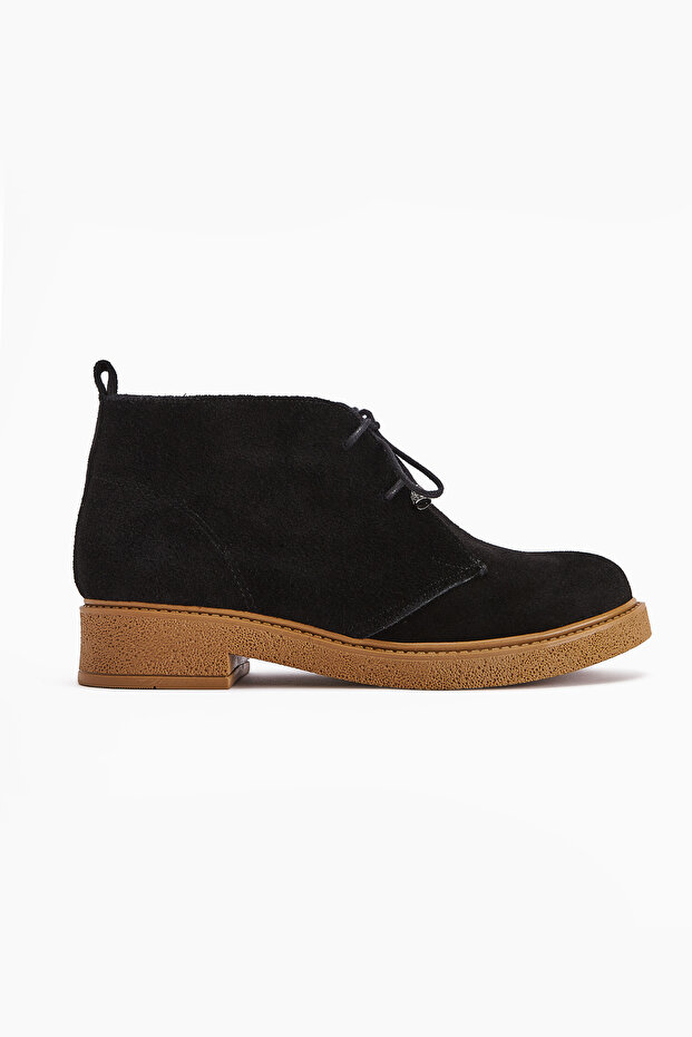 Henna Genuine Leather Black Suede Lace-Up Women's Boots