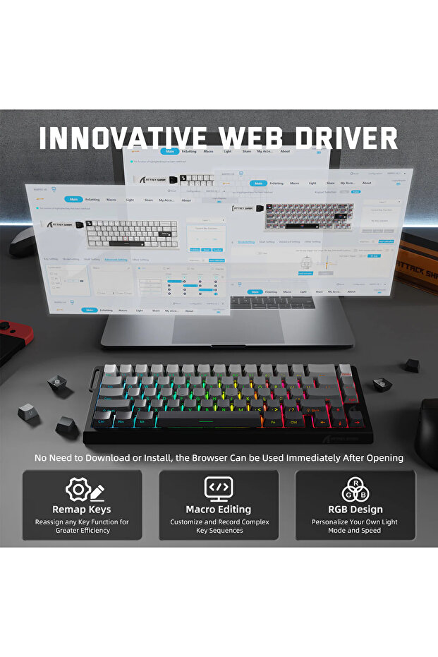 X68PRO HE RGB 8000Hz Kablosuz Rapid Trigger - Snap Tap 0.01mm Manyetik Switch Klavye - 7