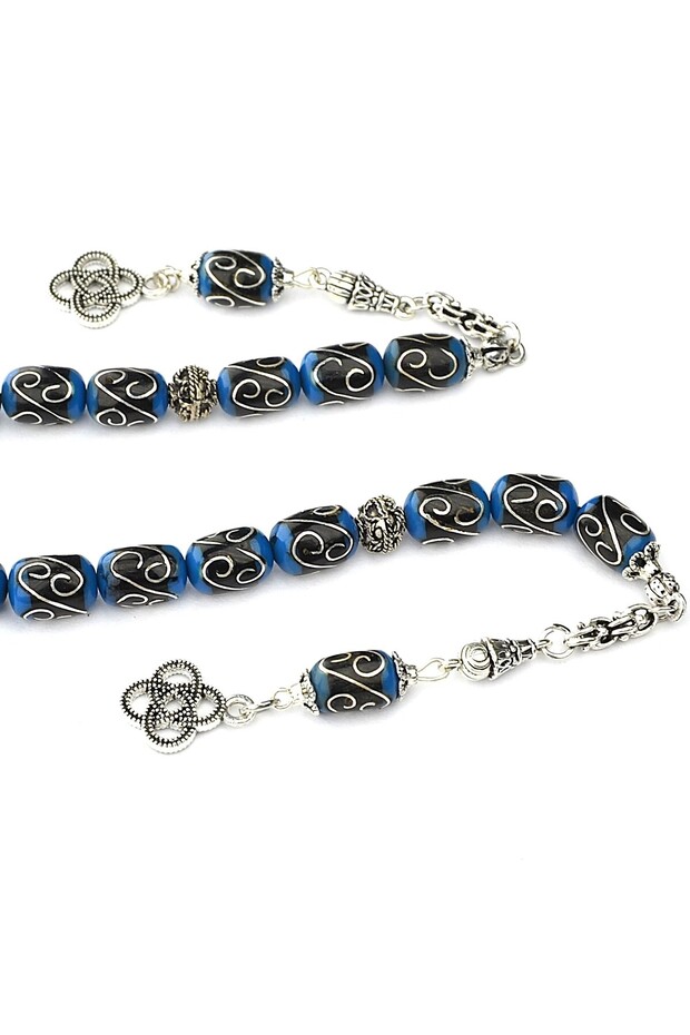 Oltu Stone Capsule Cut Dark Blue Zaza Rosary