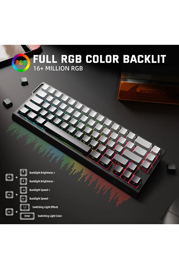 X68PRO HE RGB 8000Hz Kablosuz Rapid Trigger - Snap Tap 0.01mm Manyetik Switch Klavye - 8