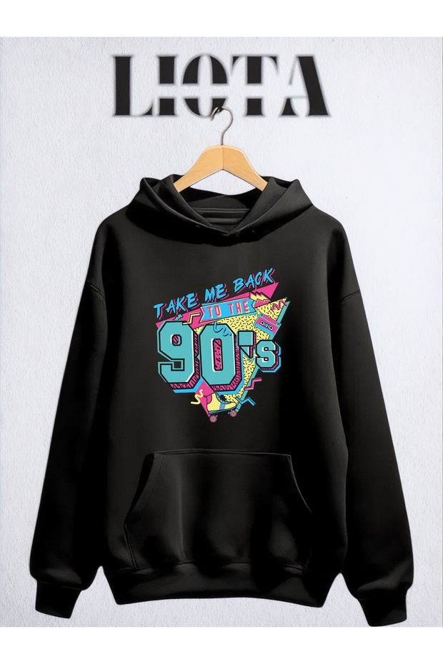 90S Printed Oversize Cotton Sweatshirt
