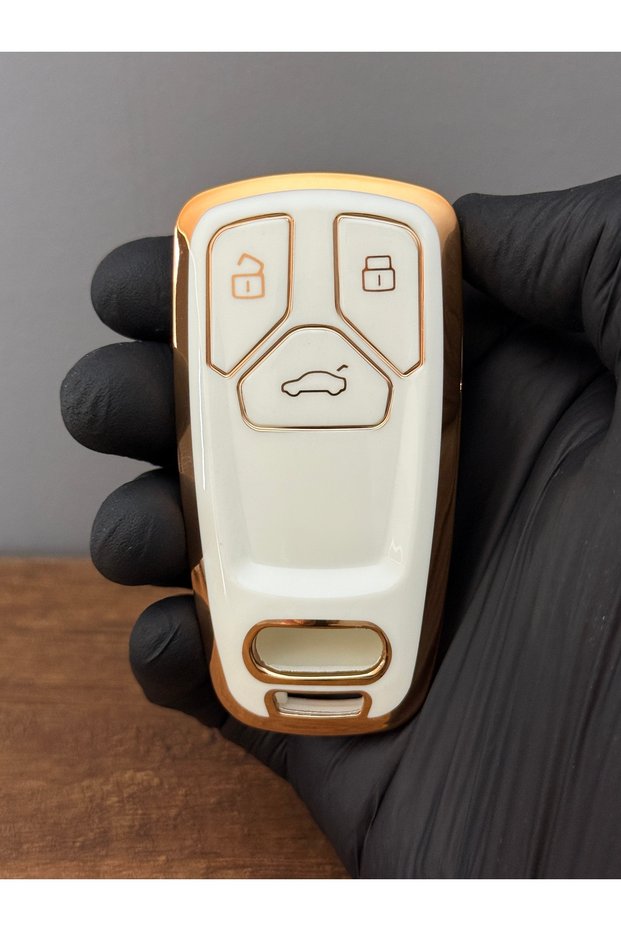 Audi Smart New Model B9 A4 A5 Q5 Q7 3 Button Silicone Key Protection Case - White Gold