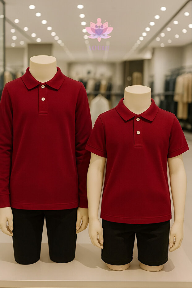 100% Cotton Long Sleeve & Short Sleeve 2 Pieces Polo Neck T-Shirt Ll.Dc.In1.002