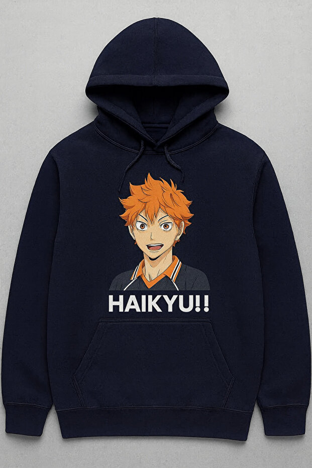 هودي كبير الحجم للجنسين بثلاث خيوط 👕 سويت شيرت بقلنسوة منقوش بنمط الرسوم المتحركة Haikyuu، نمط يومي مريح