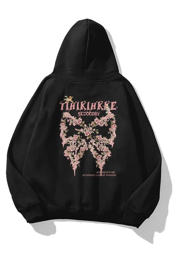 Tihikihkke Printed Black Color Oversize Sweatshirt