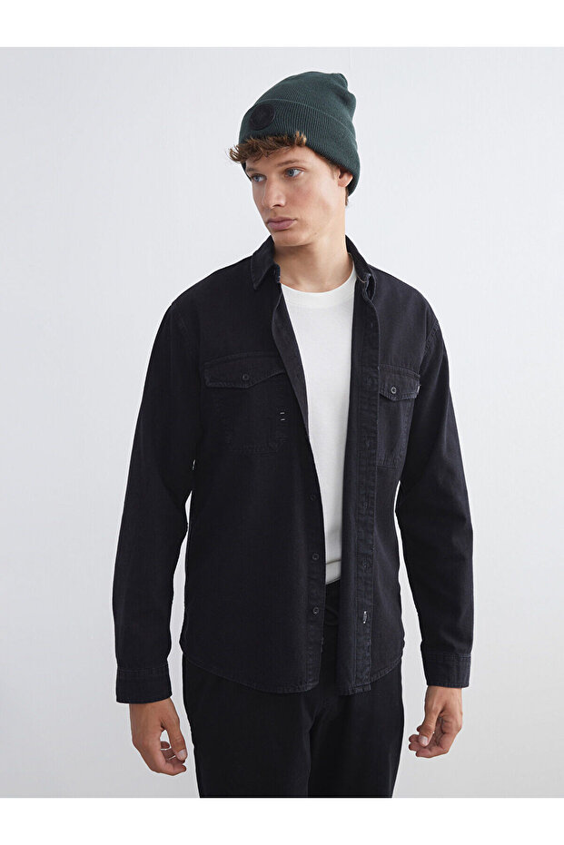 Ozmarka New Season Regular Fit Long Sleeve Men's Jean Shirt
