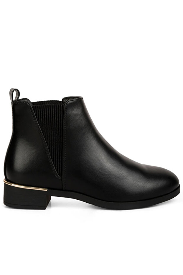 Women Black Metallic Sling Detail Chelsea Boots