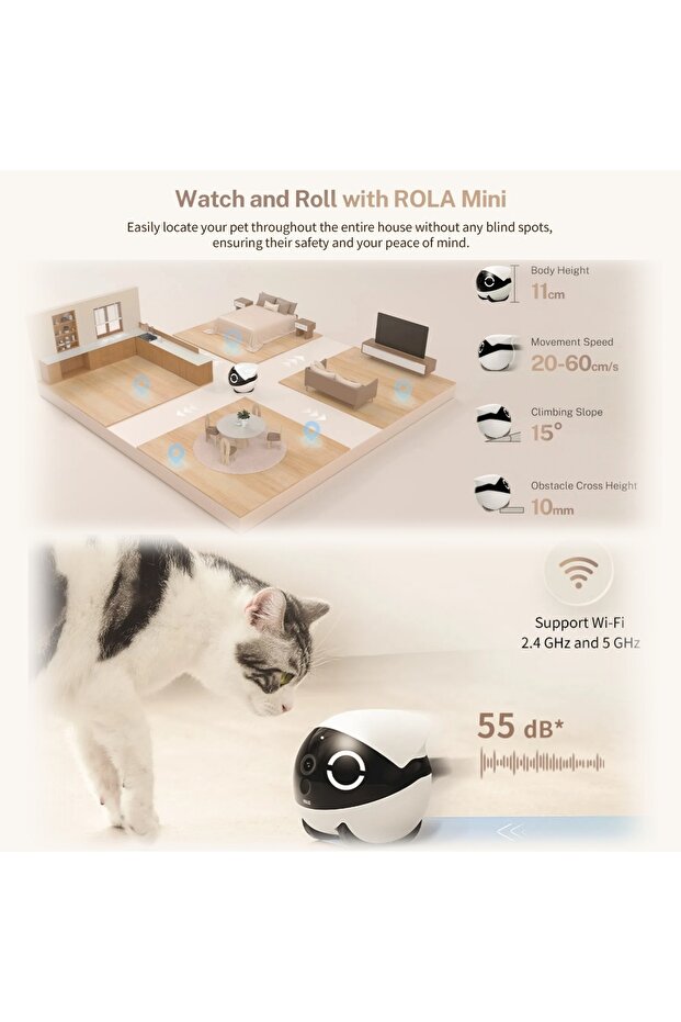 ROLA Robot Pet Camera,2-Way Talk,Motion Detection,2K Video Recording,Gift Pets Toy for Interacting - 3