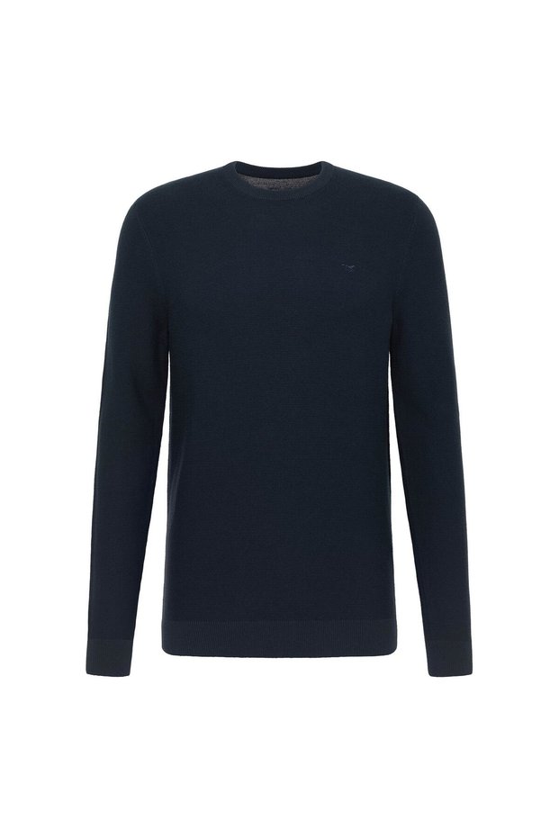 Herren Strickpullover - Elliot, Flat Knit, Baumwolle, Rundhals, einfarbig