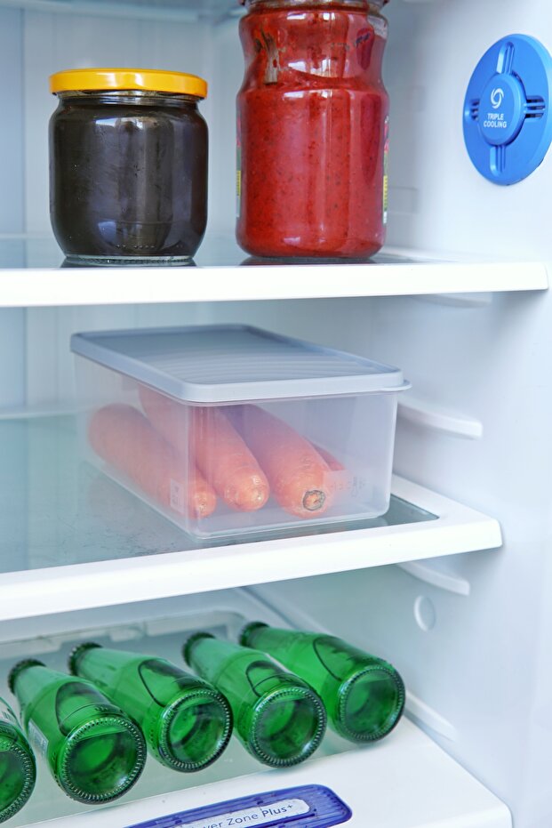 حاوية تخزين للتجميد العميق، سعة 2.1 لتر، رمادية - 1