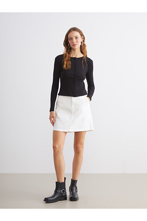 Bisiklet Yaka Kadın Hırka - 2