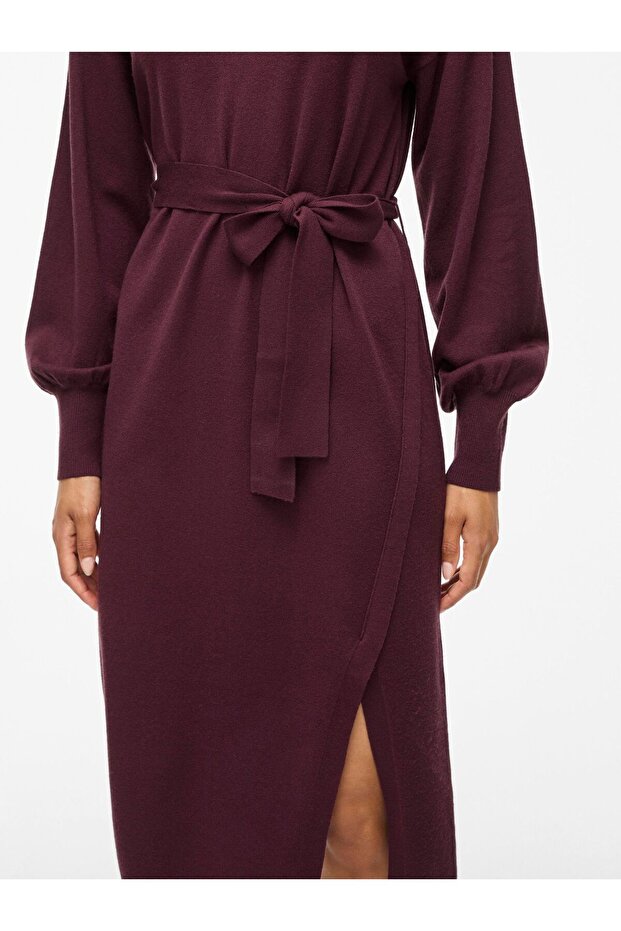 Strickkleid Gürtel Midi - 6