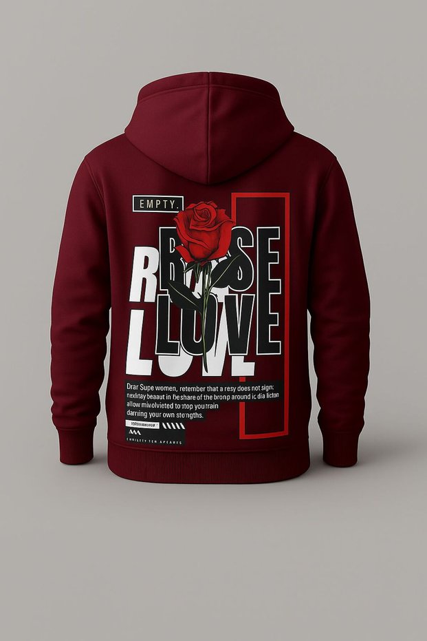 Rose Printed Graphic Hooded Sweatshirt – Unisex Casual Fashion