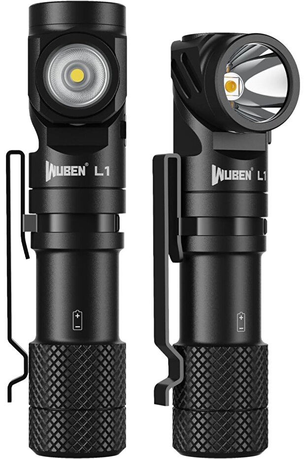 L1 Rechargeable LED Flashlight, 2000 Lumens, 180° Rotating Dual Light, IP68