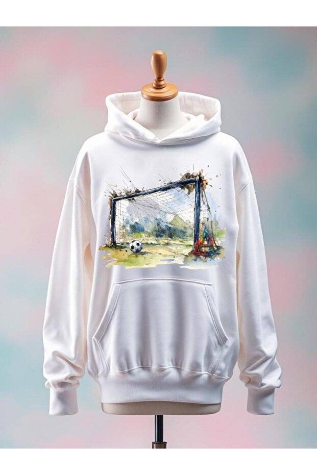 Printed Cotton 3 Thread Oversized White Sweatshirt